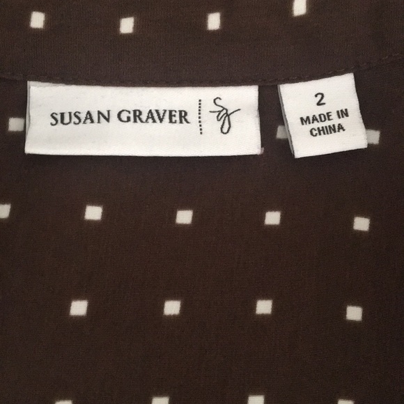 Susan Graver Sz 2-NWOT  Brown Square Dots Top - Picture 4 of 7